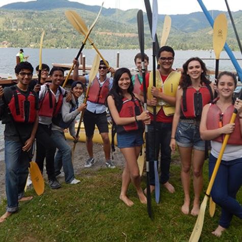 IEP students prepare for a kayaking adventure on the lake