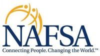 NAFSA logo which has a golden globe with two people on it and the words NAFSA - Connecting people. Changing the World.
